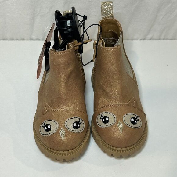 Wonder Nation Toddler Girls Size 6 Brown Owl Side Zip Chelsea Boots NEW - Picture 1 of 6
